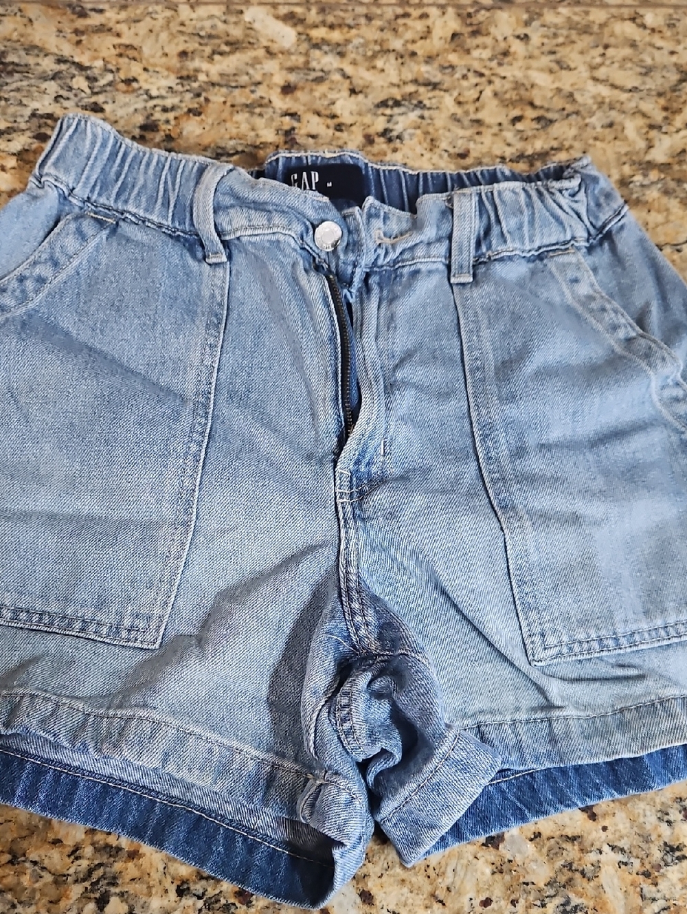 GAP Light Blue Denim Elastic-Rise Shorts